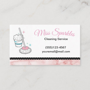 Marble Polka Dot Maid House Cleaning Services Business Card