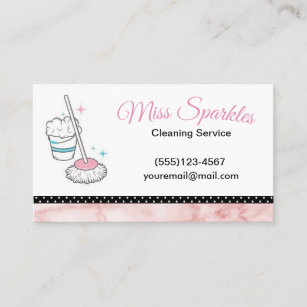 Marble Polka Dot Maid House Cleaning Services Business Card