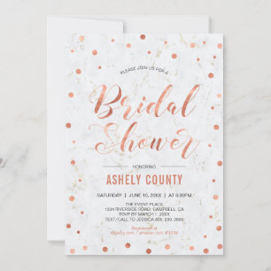 Marble & Polka dot   Modern Copper Bridal Shower Invitation