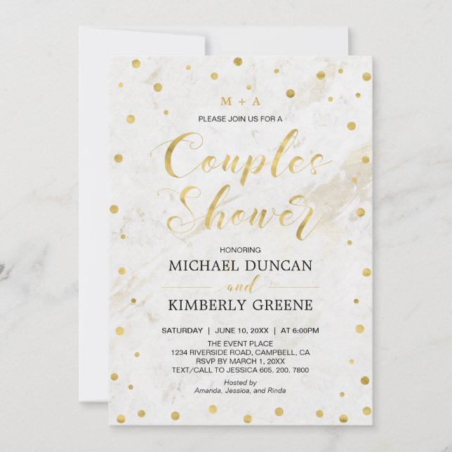 Marble & Polka dot | Modern Couples Wedding Shower Invitation (Front)