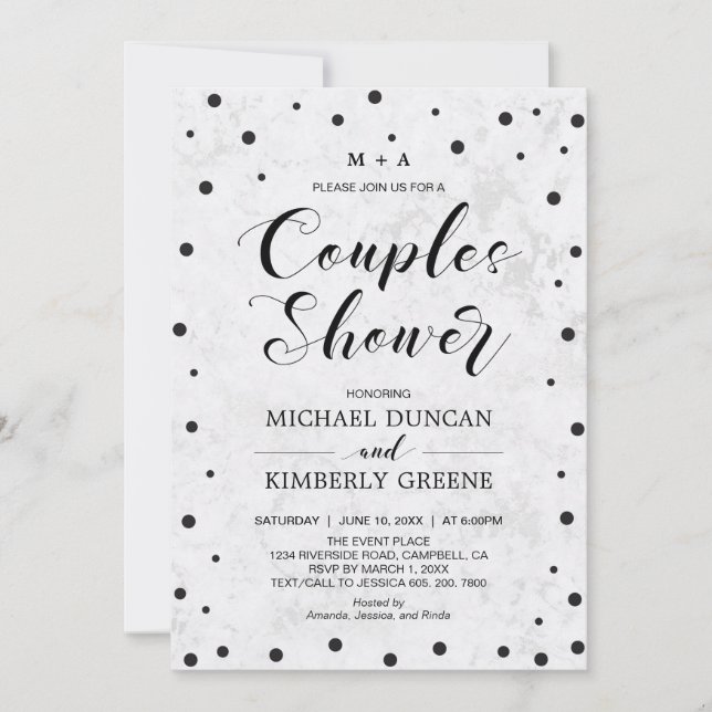 Marble & Polka dot | Modern Couples Wedding Shower Invitation (Front)
