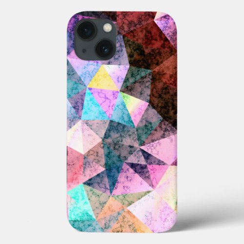 Marble polygonal pattern iPhone 13 case