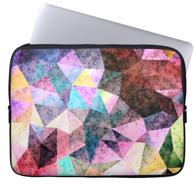 Marble polygonal pattern laptop sleeve (Front)