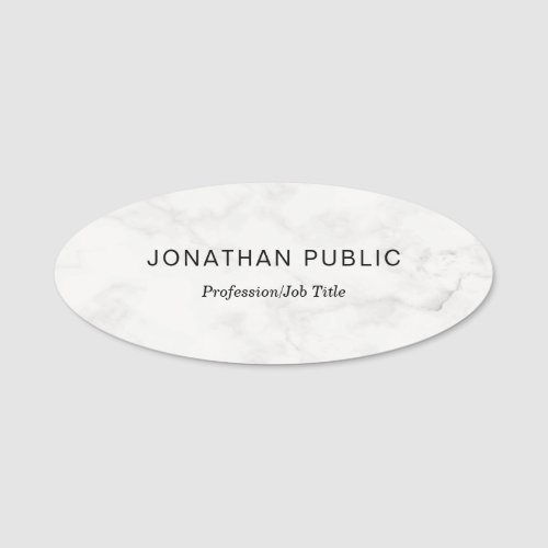 Marble Professional Simple Template Modern Oval Name Tag