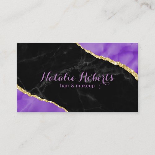 Marble  Purple Agate Makeup Artist Hair Salon Business Card