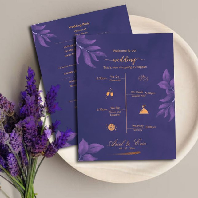 Marble Purple Classic Elegant Wedding Program (Creator Uploaded)