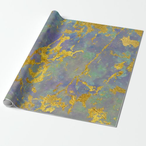 Marble Purple Gold Green Stone Strokes Gift Idea  Wrapping Paper
