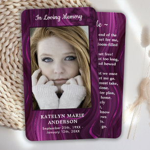 Marble Purple Memorial Photo Funeral Prayer Card