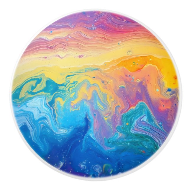 Marble Rainbow Pattern Ceramic Knob (Front)