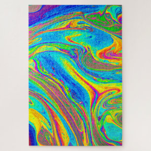 Marble Rainbow Swirls Bright and Beautiful Jigsaw Puzzle