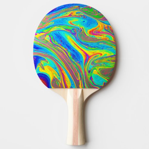 Marble Rainbow Swirls Bright and Beautiful Ping Pong Paddle