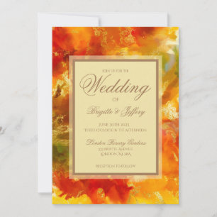 Marble red, orange, gold, wedding save the date