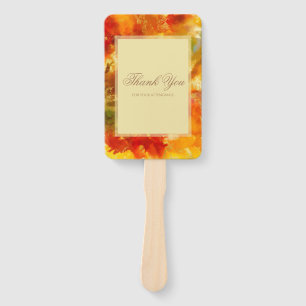 Marble red, orange, gold, yellow marble hand fan
