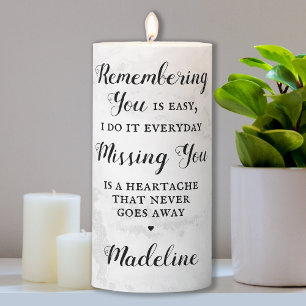 Marble Remembrance Custom 4 Photo Memorial Pillar Candle