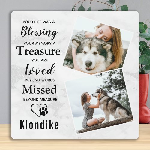 Marble Remembrance Pet Loss Keepsake Pet Memorial Plaque