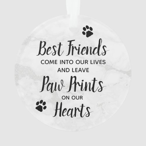 Marble Remembrance Quote Dog Photo Pet Memorial Ornament