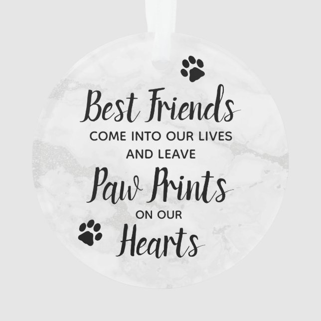Marble Remembrance Quote Dog Photo Pet Memorial Ornament (Back)