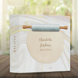 Marble Rolling Pin Swirls Recipe 3 Ring Binder<br><div class="desc">An elegant recipe binder featuring a marble rolling pin with dough on a marble swirls background with your personalized name and title set in stylish gold typography. Designed by Thisisnotme©</div>