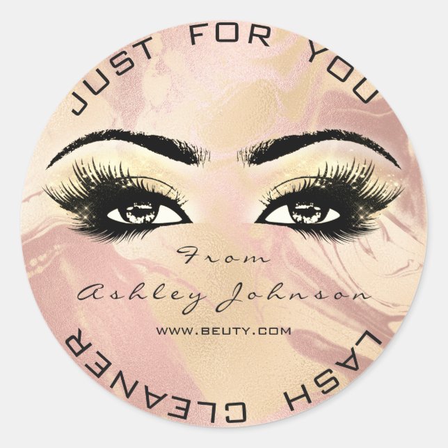 Marble Rose Beauty Glitter Lashes Makeup Cleaner Classic Round Sticker (Front)