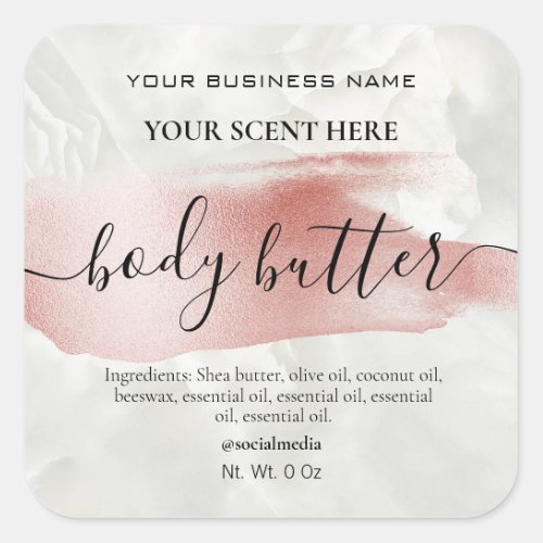 Marble Rose Gold Accent Body Butter Labels
