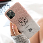 Marble rose gold business corporate logo qr code Case-Mate iPhone 14 pro max case<br><div class="desc">Modern black and faux rose gold glitter ombre on professional elegant white marble pink business corporate logo qr code. A simple and efficient way to advertise your company.</div>