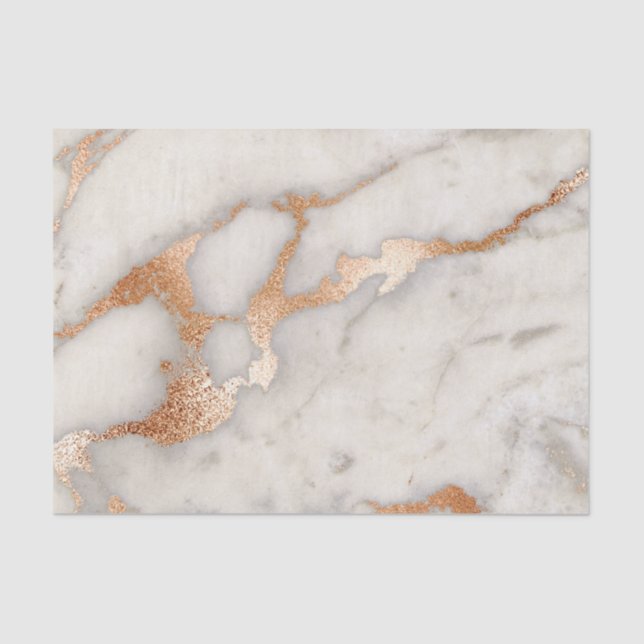 Marble Rose Gold Coral Peach Gray Copper Tissue Paper (Front)