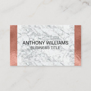 Marble   Rose Gold Foil Glossy Metallic Trim Business Card