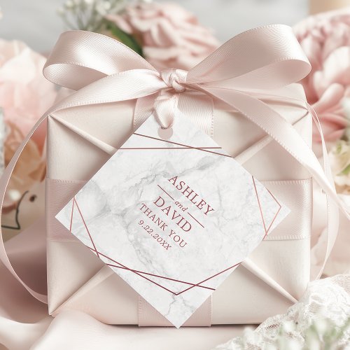 Wedding Favor Tags 10 Marble Rose Gold Geometric Wedding Thank You Favor Tags