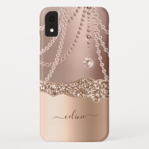 Marble Rose Gold Girly Ombre Elegant Chic Case_Mat iPhone XR Case