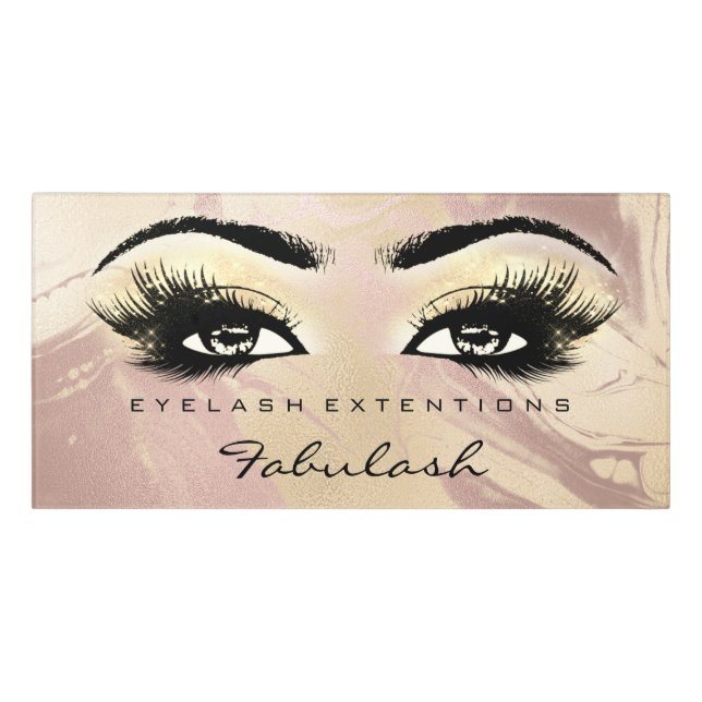 Marble Rose Gold Glitter Beauty Salon Lash Makeup Door Sign (Classic Front)