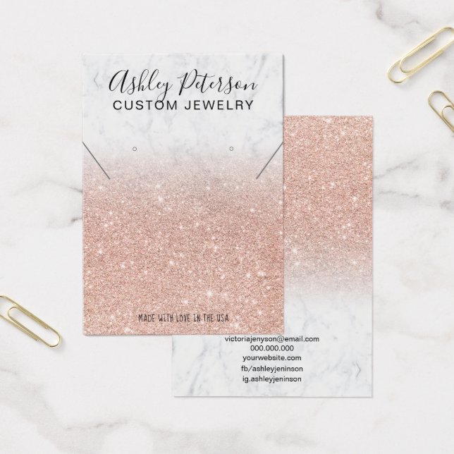 Marble rose gold glitter earrings necklace display (Office)