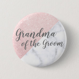 Marble & rose gold glitter grandma of the groom button