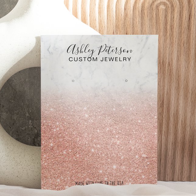 Marble rose gold glitter jewelry earring display business card (Creator Uploaded)