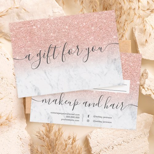 marble rose gold glitter shadow gift certificate
