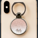 Marble Rose Gold Glitter Sparkles Name monogram Phone Ring Stand<br><div class="desc">Keep your iPhone in hand with this modern and elegant chic rose gold glitter ombre gradient on an elegant white marble. Add your name,  initials and monogram with a cool and modern calligraphy typography.</div>