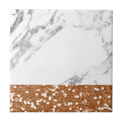 Marble rose gold glitter tile