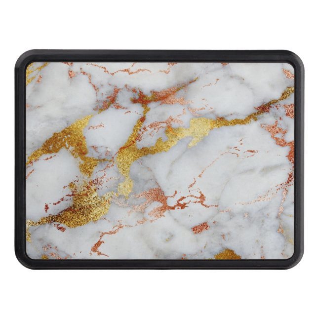 Marble,rose gold,gold,rosegold  marble, chic,elega hitch cover (Front)