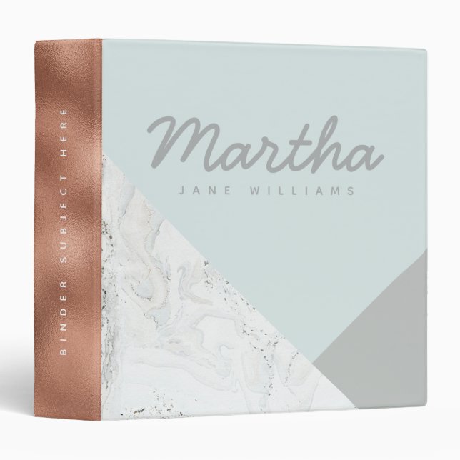 Marble, rose gold, grey and blush pink. 3 ring binder (Front/Spine)