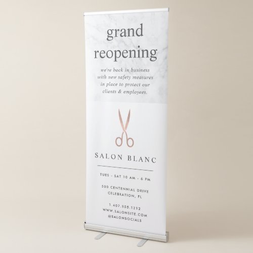 Marble  Rose Gold Hair Salon Business Reopening Retractable Banner