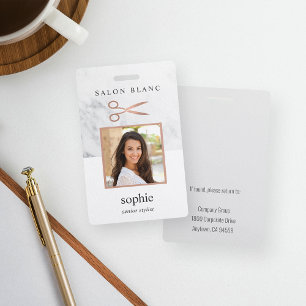 Marble & Rose Gold Hair Salon Employee Photo ID Badge