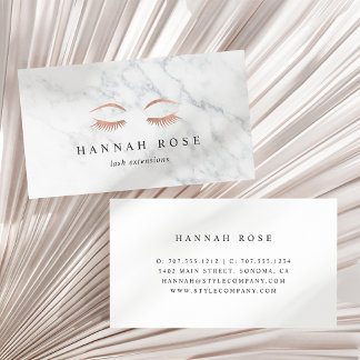 Marble & Rose Gold Lashes & Brows Beauty Business Card