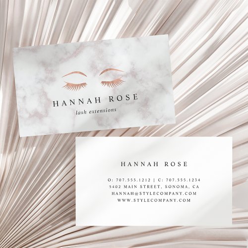 Marble  Rose Gold Lashes  Brows Beauty Business Card