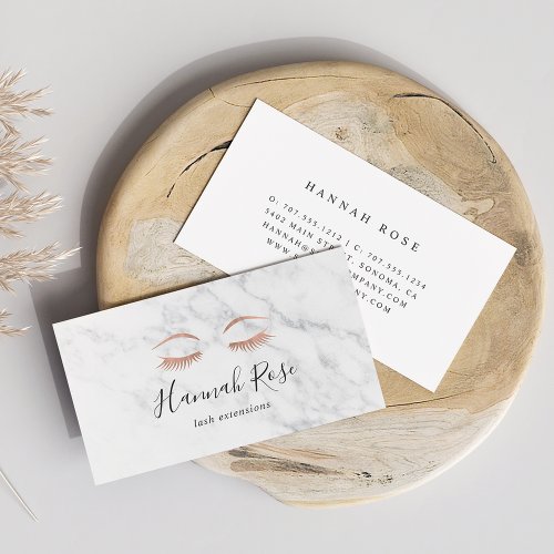 Marble  Rose Gold Lashes  Brows Beauty Business Card