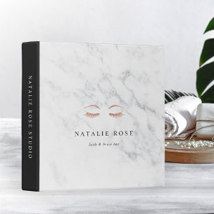 Marble & Rose Gold Lashes & Brows Beauty Logo 3 Ring Binder