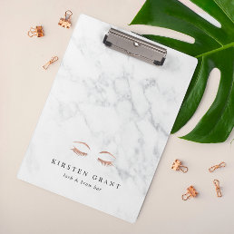 Marble &amp; Rose Gold Lashes &amp; Brows Beauty Logo Clipboard
