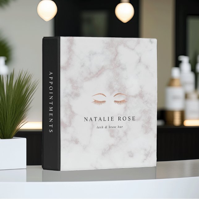 Marble & Rose Gold Lashes & Brows Beauty Logo Mini Binder (Creator Uploaded)