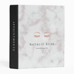Marble &amp; Rose Gold Lashes &amp; Brows Beauty Logo Mini Binder