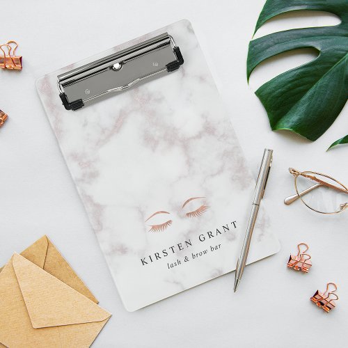 Marble  Rose Gold Lashes  Brows Beauty Logo Mini Clipboard