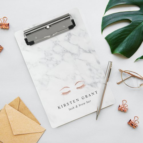 Marble  Rose Gold Lashes  Brows Beauty Logo Mini Clipboard