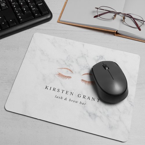 Marble  Rose Gold Lashes  Brows Beauty Logo Mouse Pad